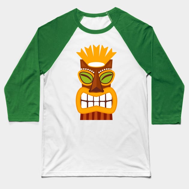 Tiki God Statue Illustration Baseball T-Shirt by RageRabbit